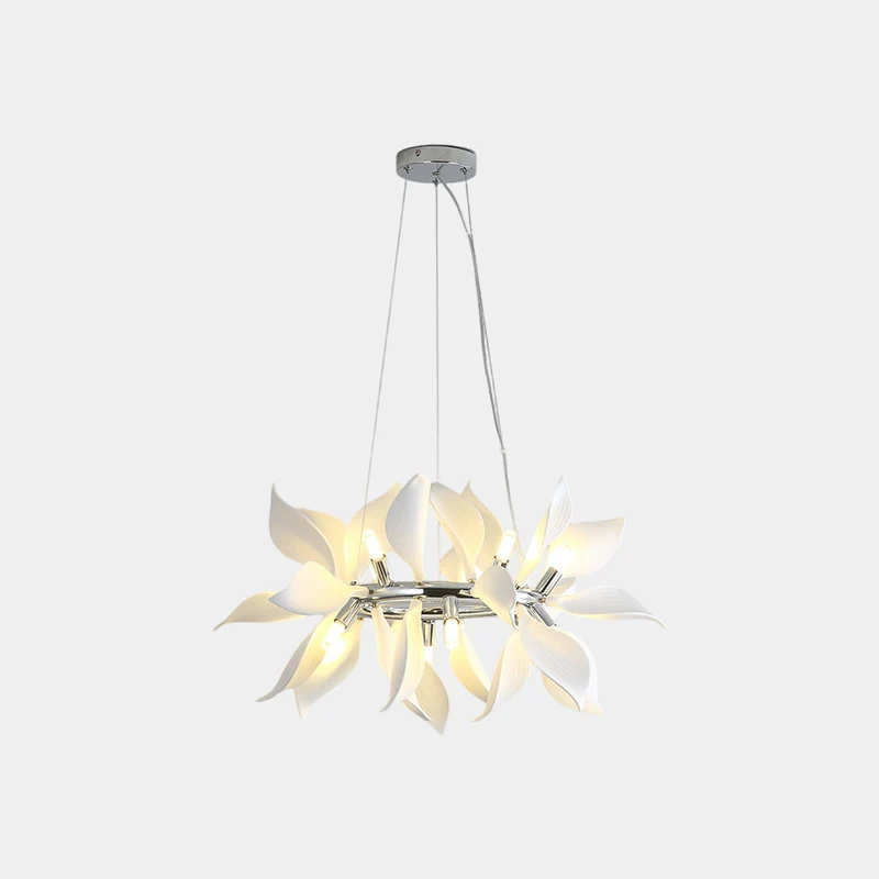 Chandelier Artistic Ceramic Blooming Flower, White