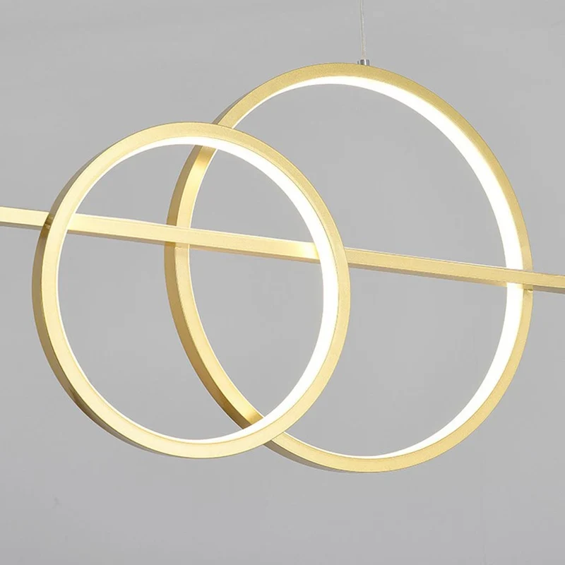 Pendant Light Minimalist Linear Glass Globe Ring, Black / Gold