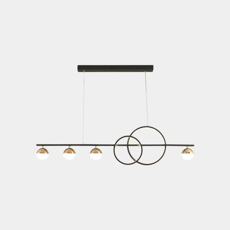Pendant Light Minimalist Linear Glass Globe Ring, Black / Gold