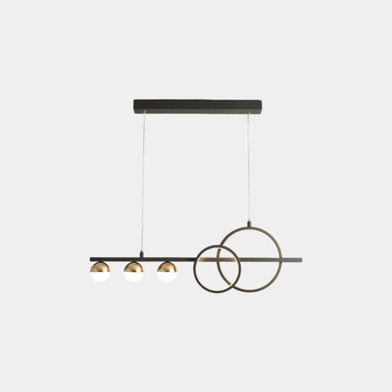 Pendant Light Minimalist Linear Glass Globe Ring, Black / Gold