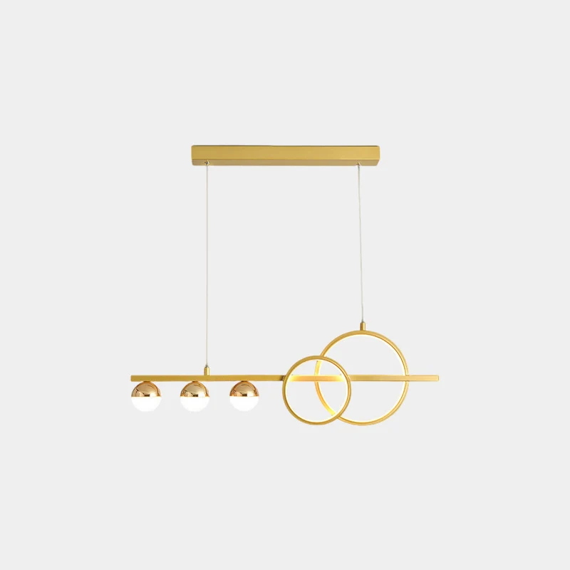 Pendant Light Minimalist Linear Glass Globe Ring, Black / Gold