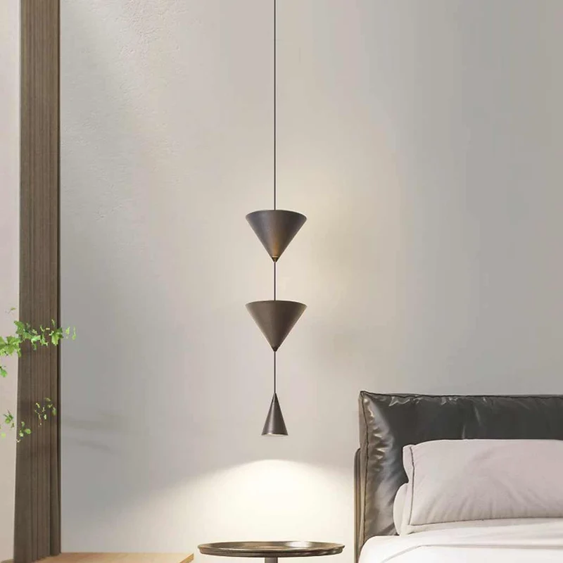 Pendant Light Minimalist Cone Hourglass Acrylic, White / Black