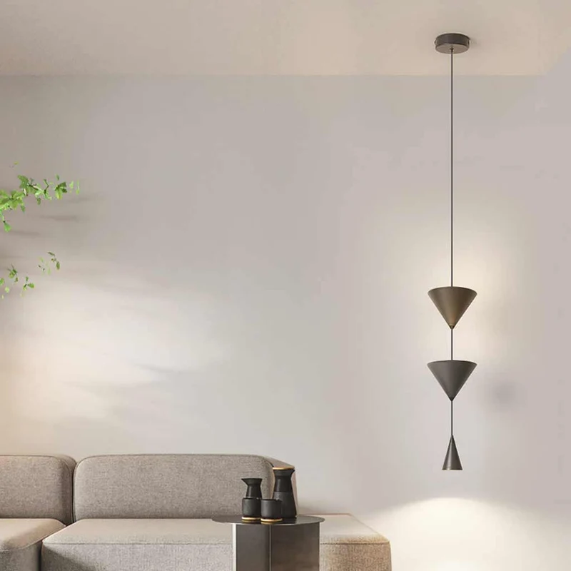 Pendant Light Minimalist Cone Hourglass Acrylic, White / Black