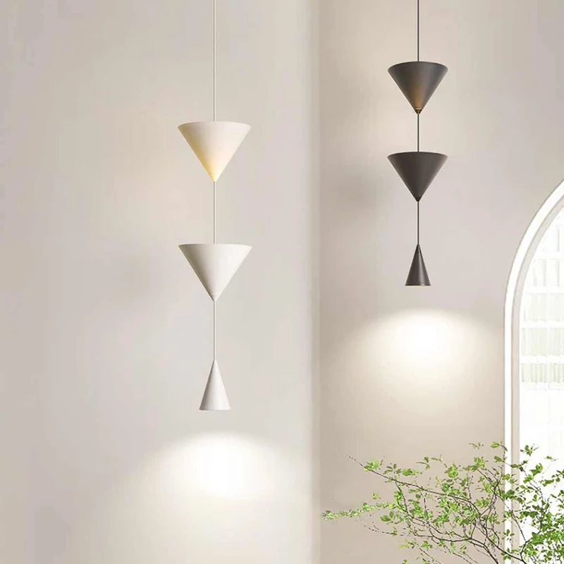 Pendant Light Minimalist Cone Hourglass Acrylic, White / Black