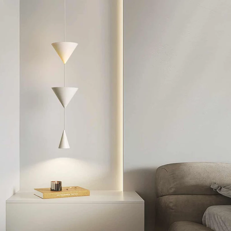 Pendant Light Minimalist Cone Hourglass Acrylic, White / Black