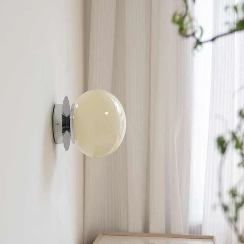 Wall Sconce Light Bauhaus Cream Glass Ball Multicolor