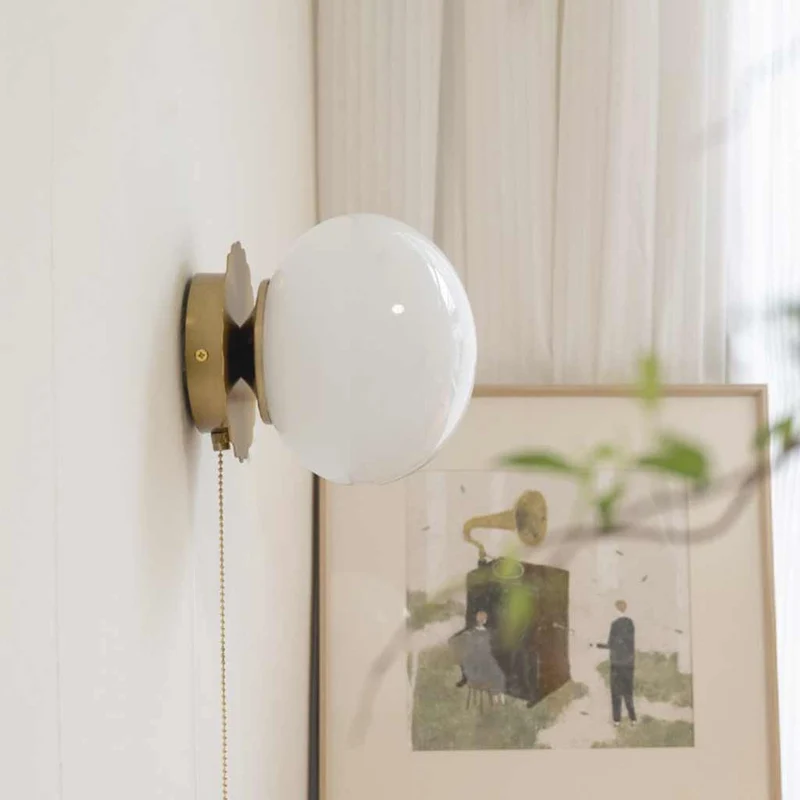 Wall Sconce Light Bauhaus Cream Glass Ball Multicolor