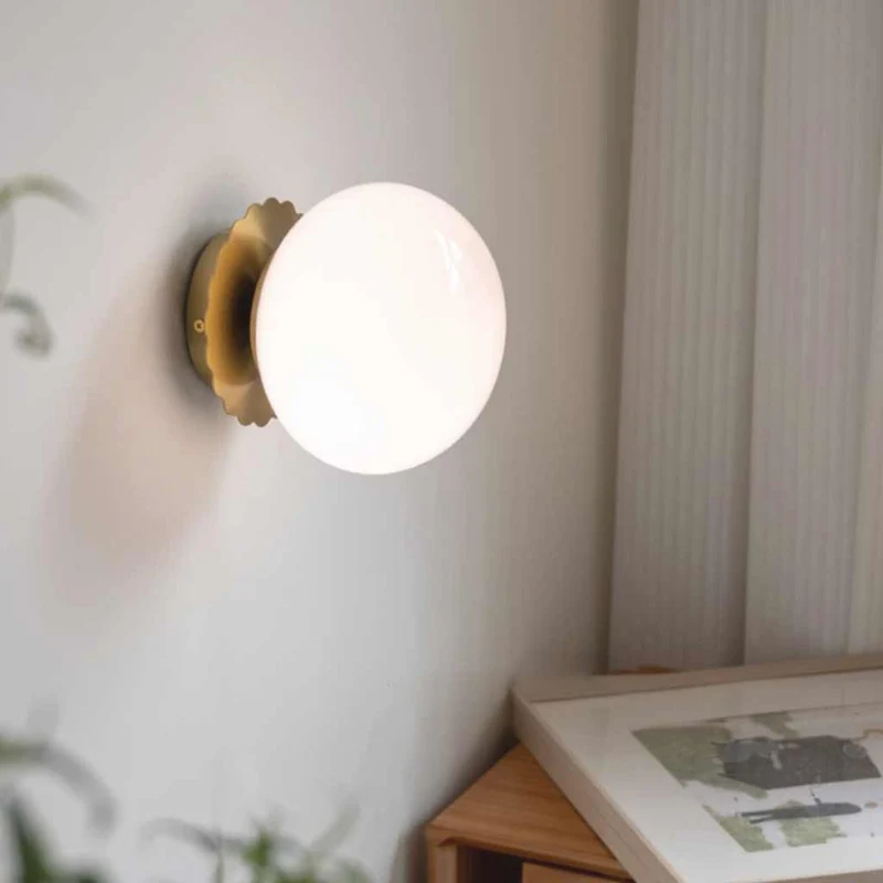 Wall Sconce Light Bauhaus Cream Glass Ball Multicolor