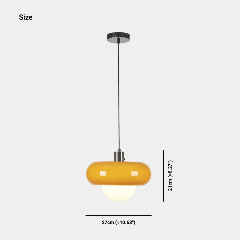 Pendant Light Bauhaus Round Glass, Orange & White