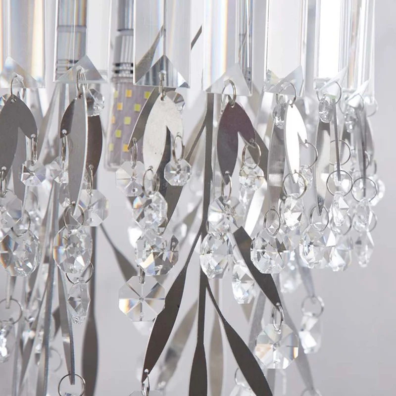 Wall Sconce Light Sleek Crystal Droplet, Silver