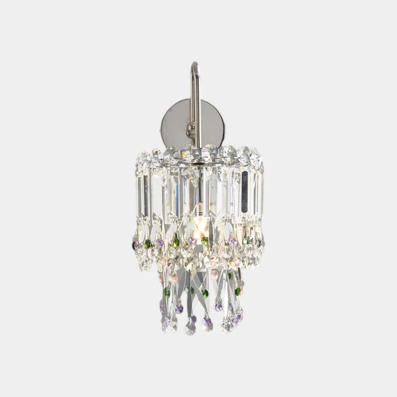 Wall Sconce Light Sleek Crystal Droplet, Silver