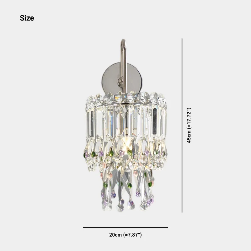Wall Sconce Light Sleek Crystal Droplet, Silver