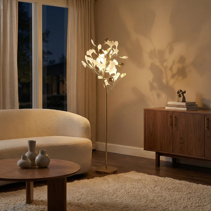 Stehlampe aus Metall im Ginkgo-Stil – Ginkova