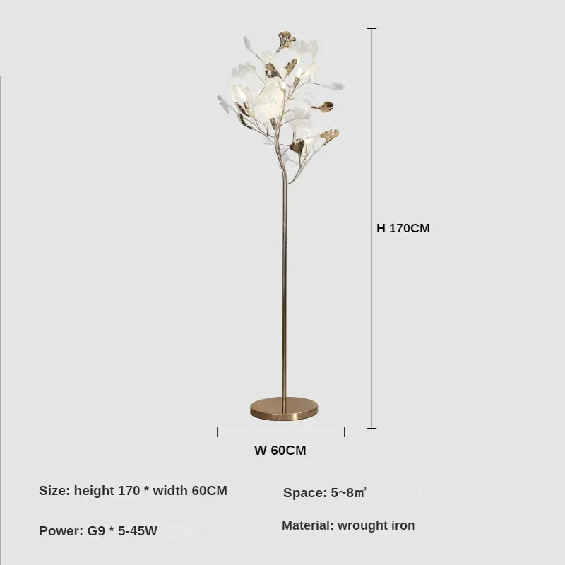 Stehlampe aus Metall im Ginkgo-Stil – Ginkova