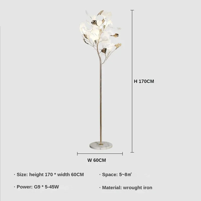 Stehlampe aus Metall im Ginkgo-Stil – Ginkova
