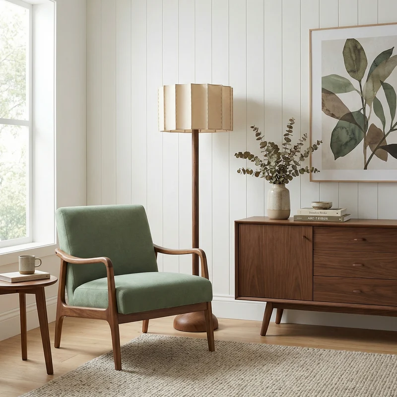 Stehlampe aus Holz im Wabi-Sabi-Stil für Wohnzimmer – Armonique