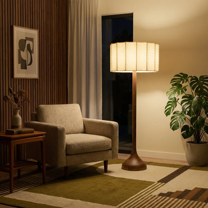 Stehlampe aus Holz im Wabi-Sabi-Stil für Wohnzimmer – Armonique