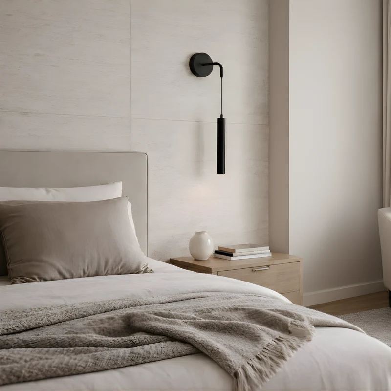 Moderne Wandleuchte aus schwarzem Metall für Schlafzimmer – Novalum