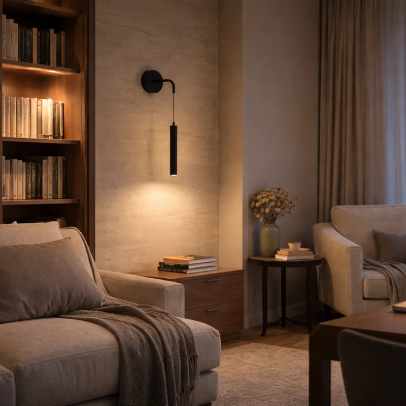 Moderne Wandleuchte aus schwarzem Metall für Schlafzimmer – Novalum