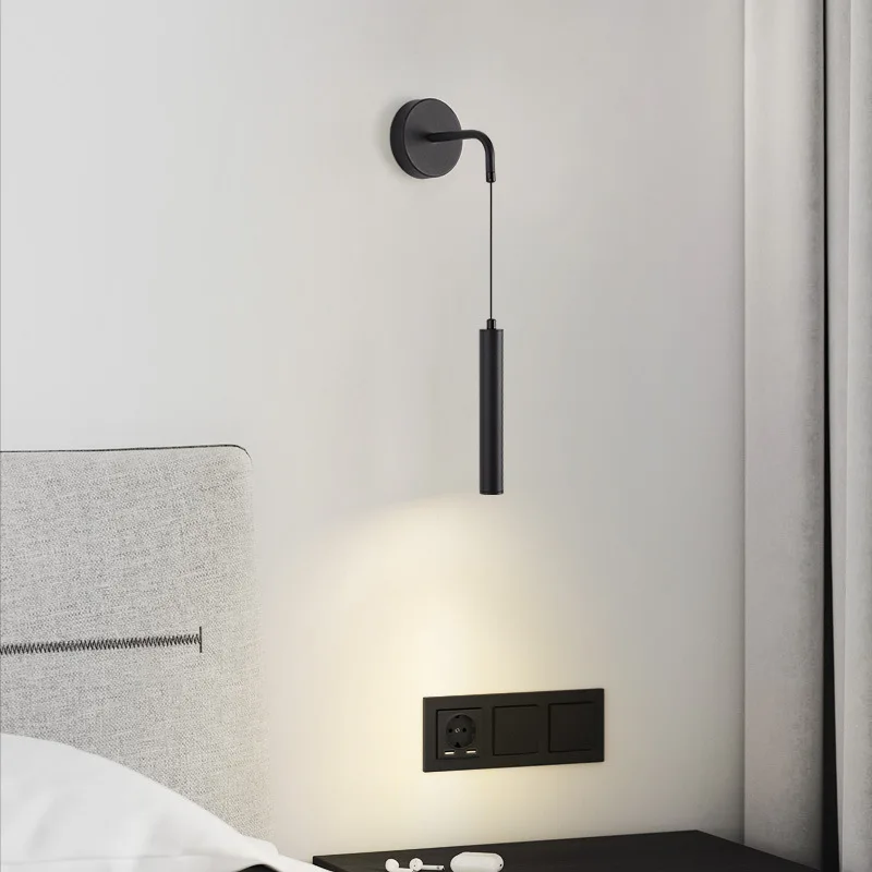 Moderne Wandleuchte aus schwarzem Metall für Schlafzimmer – Novalum