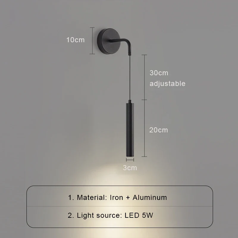 Moderne Wandleuchte aus schwarzem Metall für Schlafzimmer – Novalum
