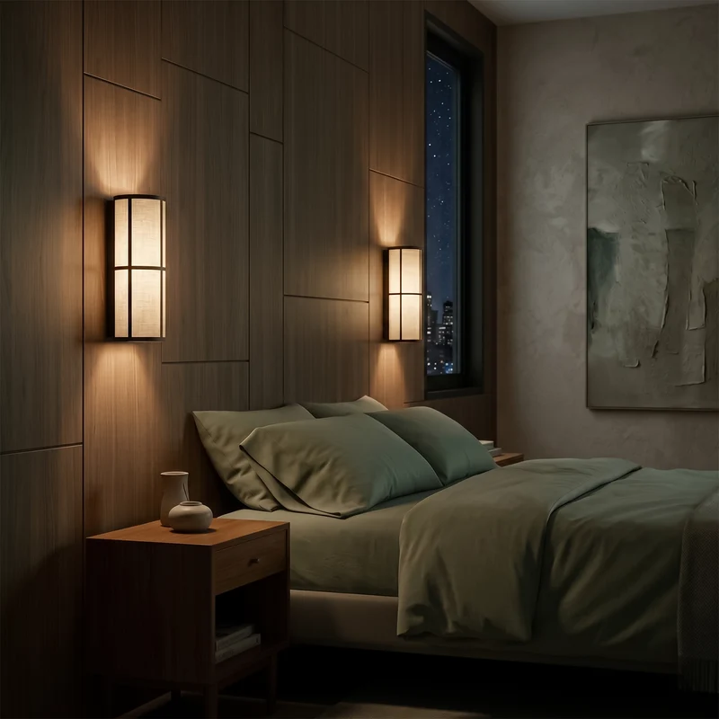 Wandleuchte aus japanischem Stoff für Schlafzimmer – Zenshir