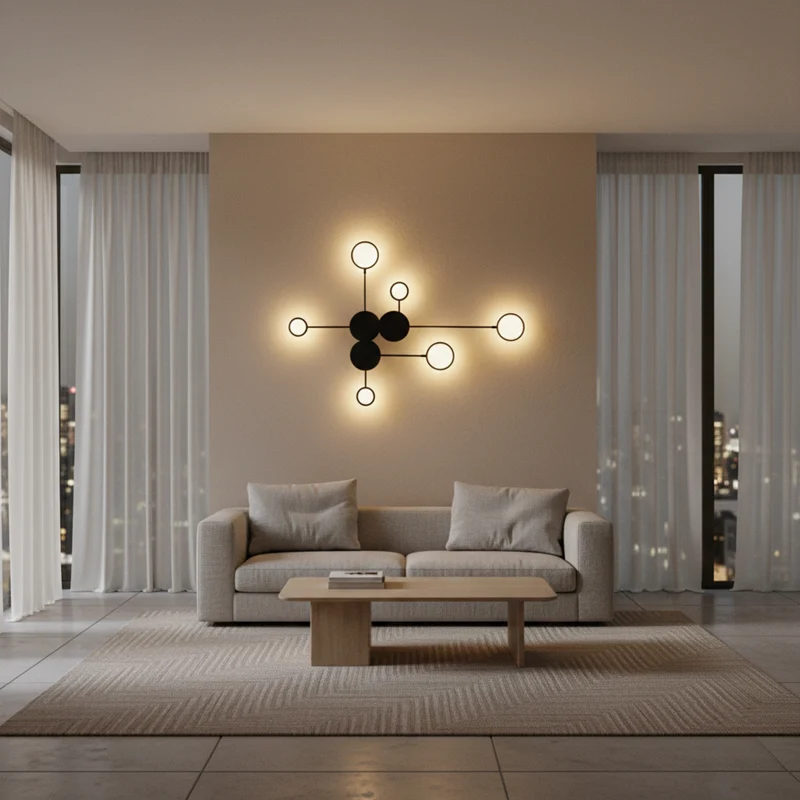 Moderne schwarze Wandleuchte aus Eisen für Wohnzimmer – Noctario