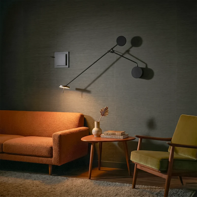 Schwarze Metall-Wandleuchte für Schlafzimmer und Büro – Oréclaire