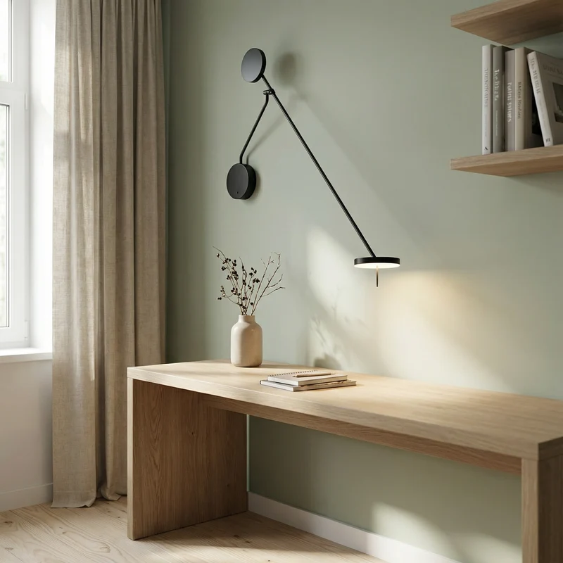 Schwarze Metall-Wandleuchte für Schlafzimmer und Büro – Oréclaire
