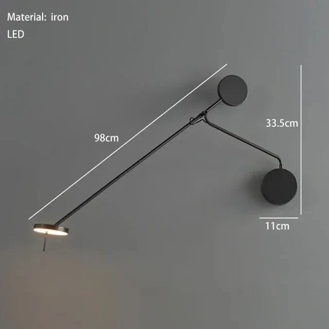 Schwarze Metall-Wandleuchte für Schlafzimmer und Büro – Oréclaire
