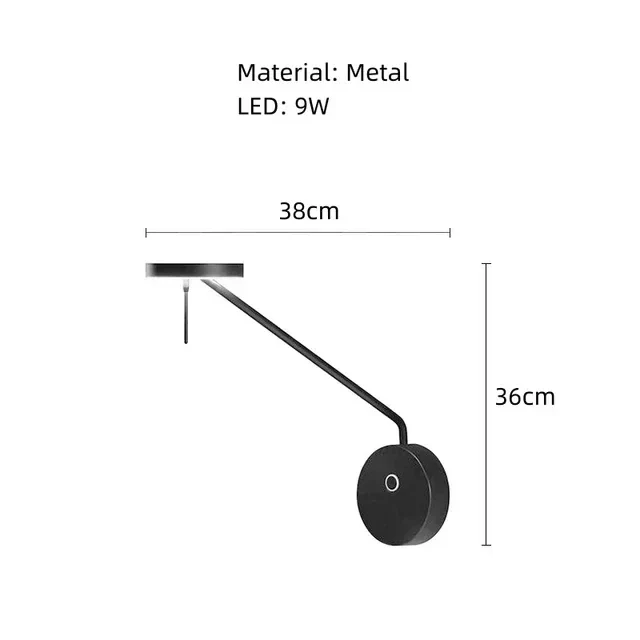 Schwarze Metall-Wandleuchte für Schlafzimmer und Büro – Oréclaire