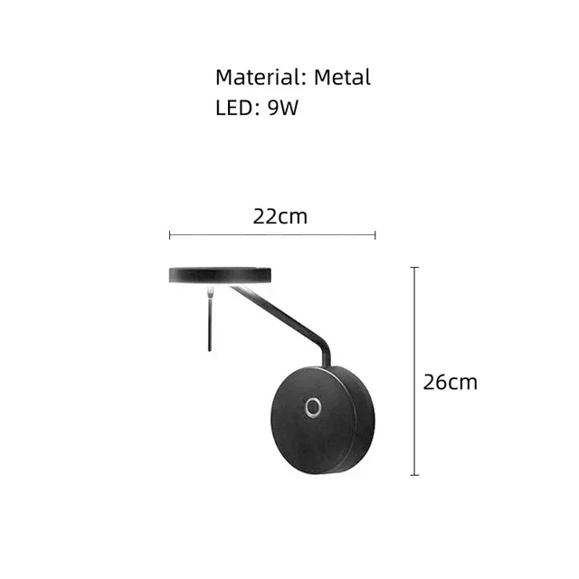 Schwarze Metall-Wandleuchte für Schlafzimmer und Büro – Oréclaire