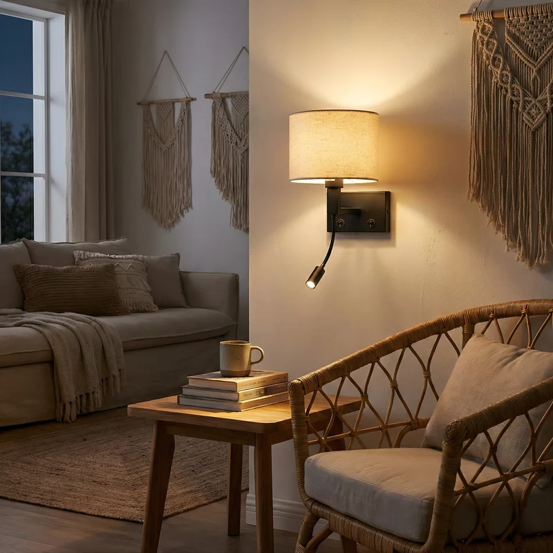Stoff-LED-Wandleuchte für Schlafzimmer – Armo