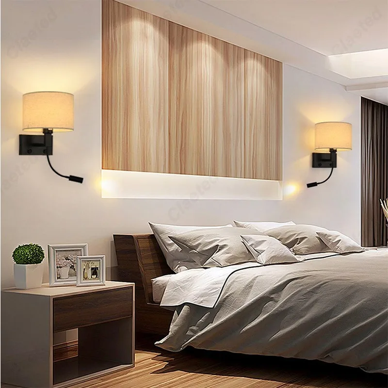 Stoff-LED-Wandleuchte für Schlafzimmer – Armo