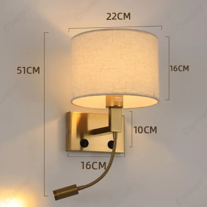 Stoff-LED-Wandleuchte für Schlafzimmer – Armo