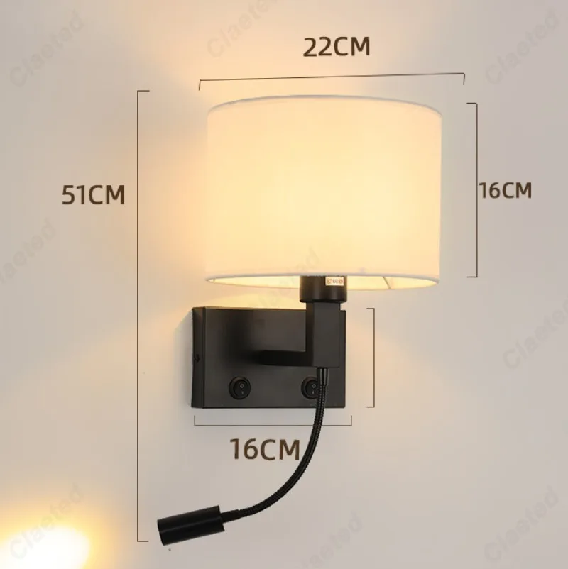 Stoff-LED-Wandleuchte für Schlafzimmer – Armo