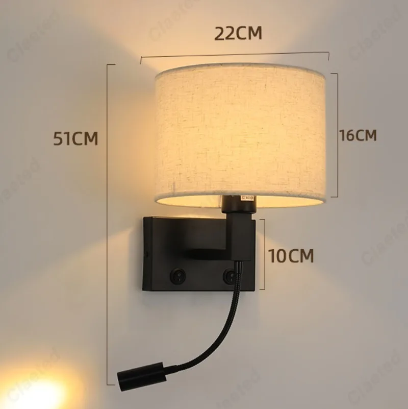 Stoff-LED-Wandleuchte für Schlafzimmer – Armo