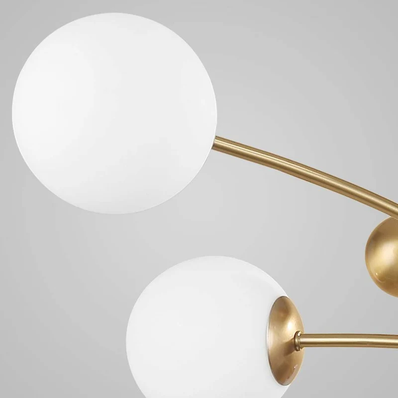 Chandelier Nordic Gold Metal White Glass Molecule Globe