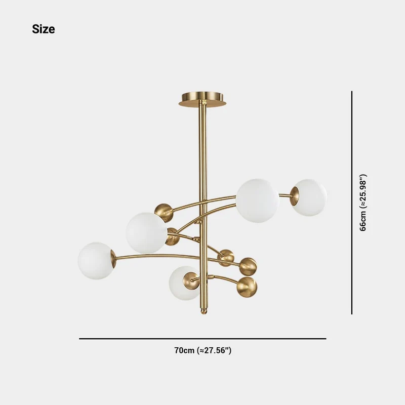 Chandelier Nordic Gold Metal White Glass Molecule Globe