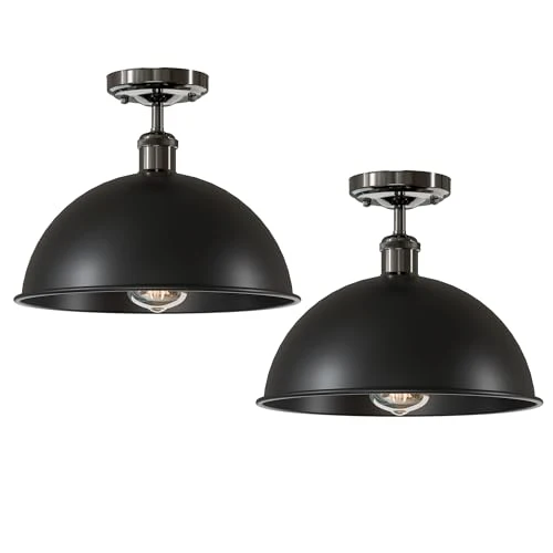 2 Set mit industriellen Metall Kuppel-Deckenleuchten Ø30cm-E27~3626