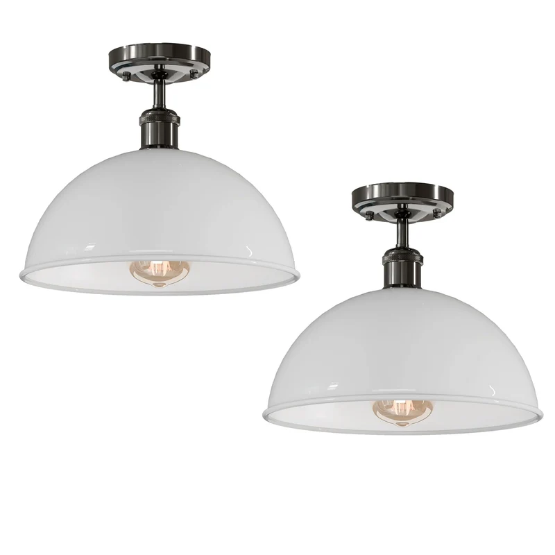 2 Set mit industriellen Metall Kuppel-Deckenleuchten Ø30cm-E27~3626