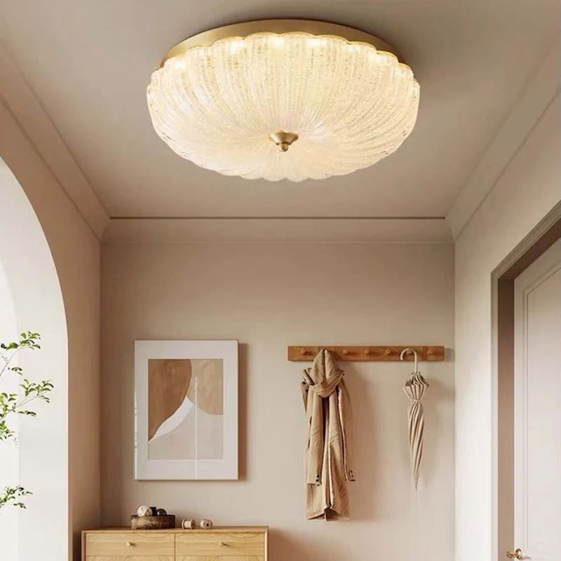 Flush Mount Ceiling Light Modern Glass Round LED for Bedroom