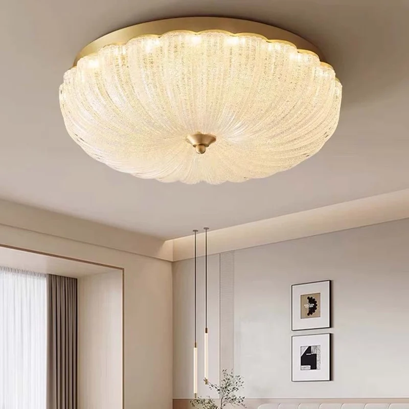 Flush Mount Ceiling Light Modern Glass Round LED for Bedroom