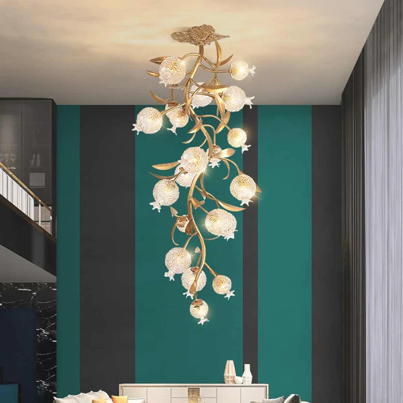 Chandelier Luxury Crystal Pomegranate for High Ceiling