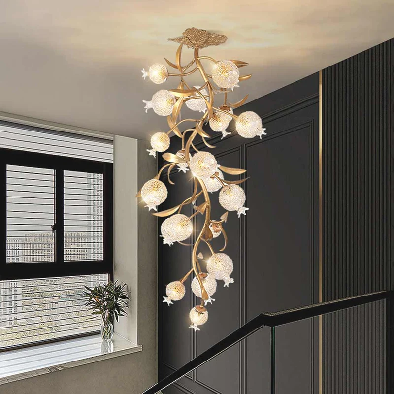 Chandelier Luxury Crystal Pomegranate for High Ceiling