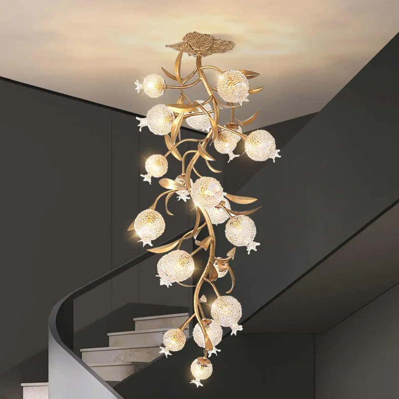 Chandelier Luxury Crystal Pomegranate for High Ceiling