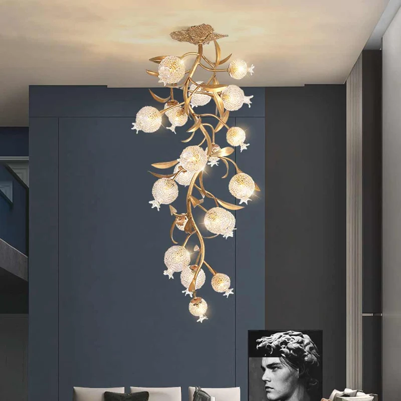 Chandelier Luxury Crystal Pomegranate for High Ceiling