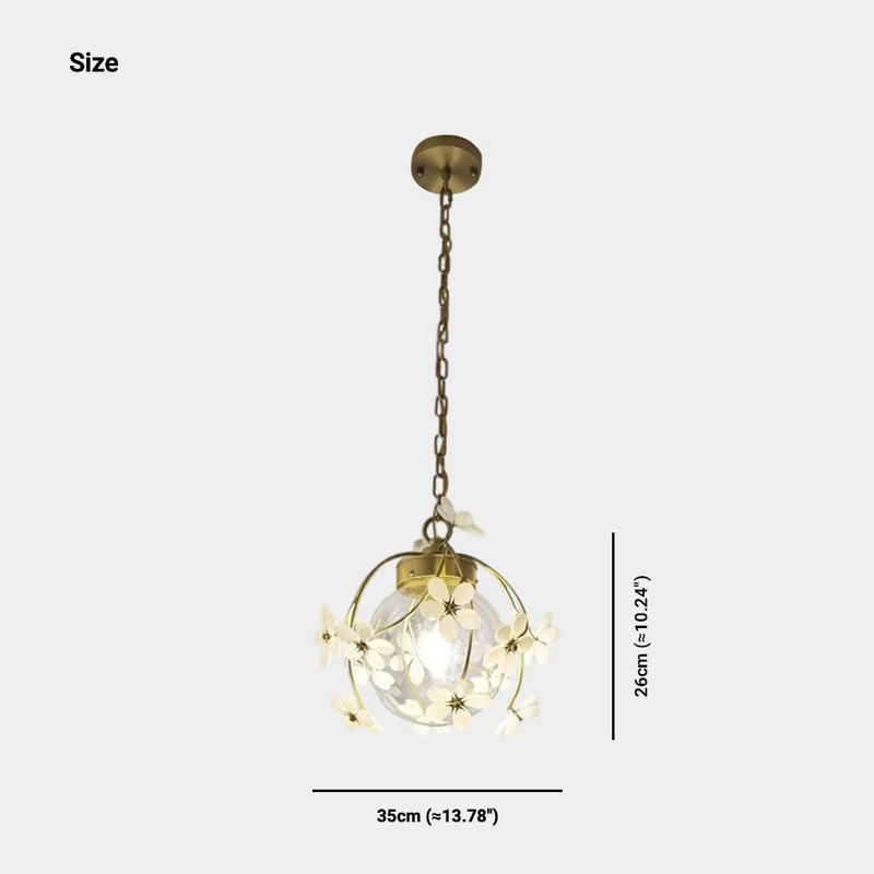 Pendant Light Artistic Brass Glass Ball Flower