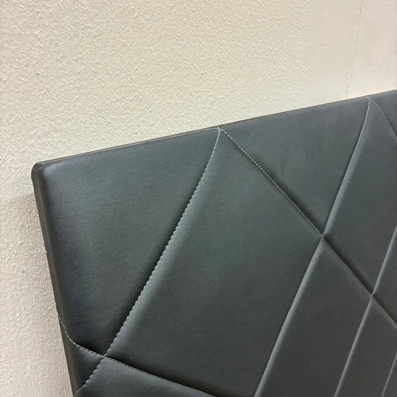 Bett Kopfteil Wandpaneel Rautensteppung Kunstleder Schwarz Gebraucht