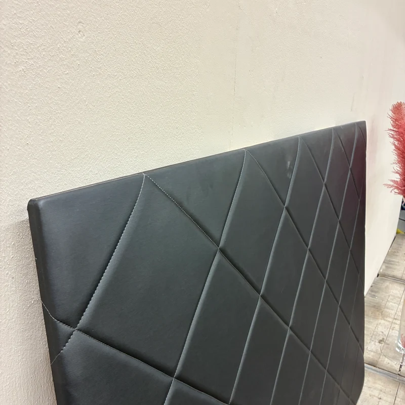 Bett Kopfteil Wandpaneel Rautensteppung Kunstleder Schwarz Gebraucht